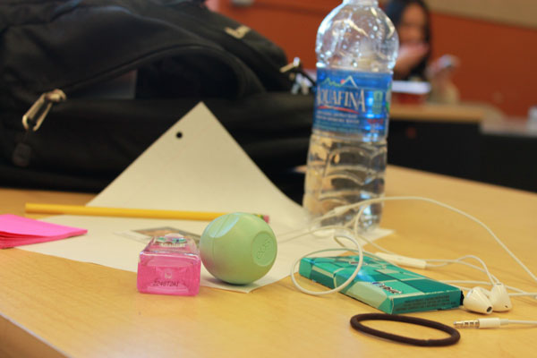 These items are the top 10 suggested things each student needs in their backpacks. These items include gum, headphones, chap stick, gum, pencils,paper,sticky notes, hair tie, I.D card and water. 