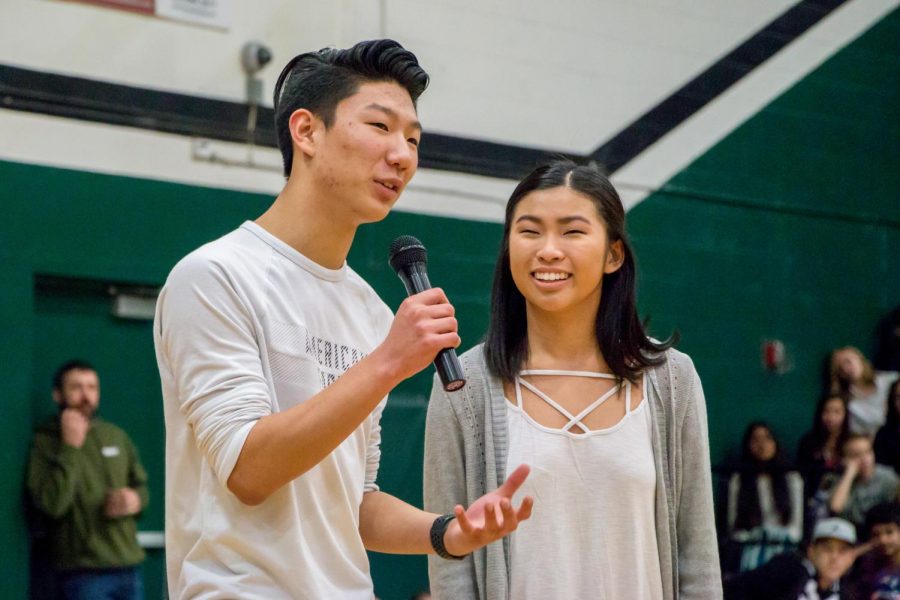Trevor Rabosky and Abby Lam talk to students about the meaning of Sparrow Club and explain how to help Jakob.