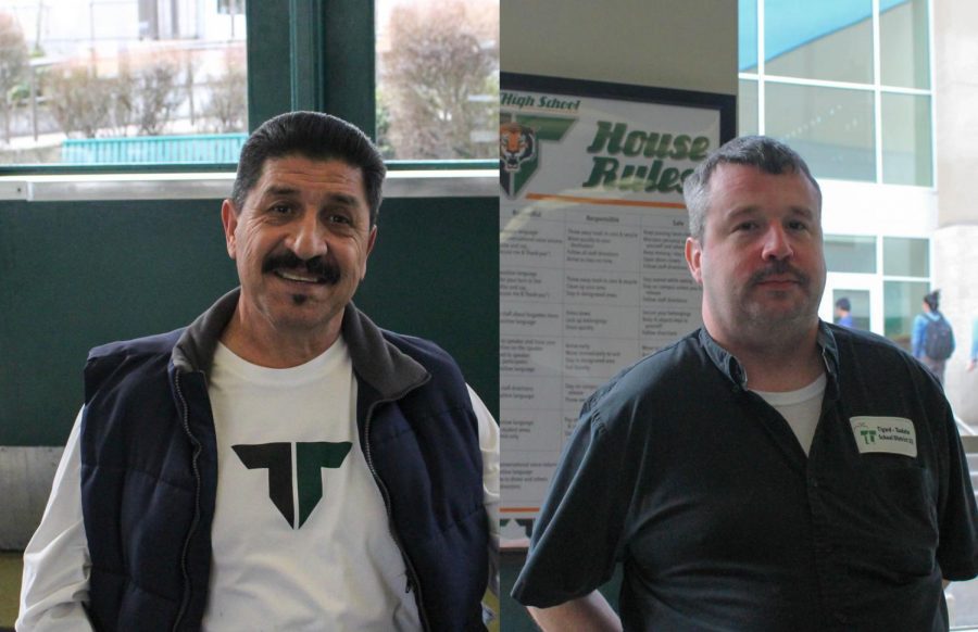 Gus Jaramillo and Josh Miller keep things clean around the school. But they have also served the school by connecting with students.