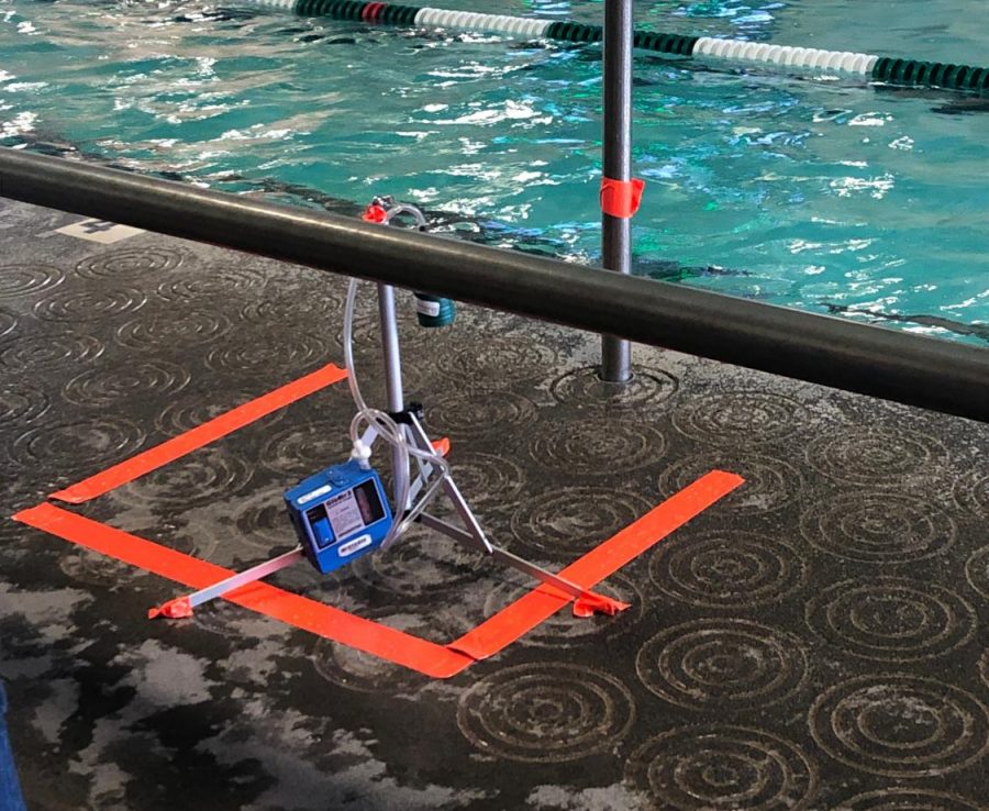 TRC Solutions tested the air quality in the swim center on the Jan. 24 meet against Lake Oswego. They were testing for trichloramine levels, which can cause breathing problems in pool houses if the level get too high. 