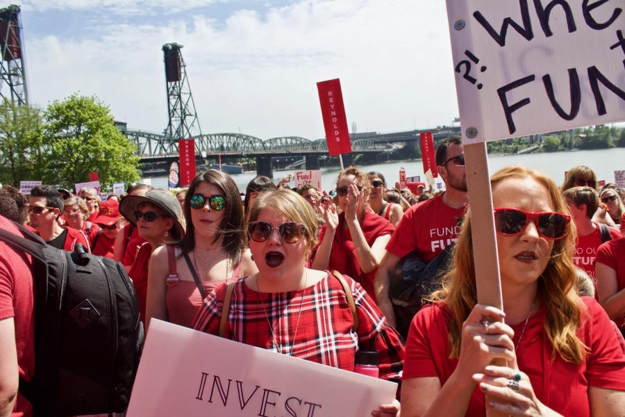 Educators from across the state rallied in downtown Portland Wednesday to pressure legislators into passing the student success act, which would give schools an additional $2 billion. 