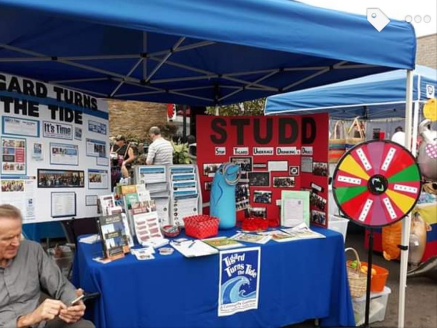 STUDD advertises their student club and adult community provider, Tigard Turns the Tide, at the Tigard Street Fair on Sept. 14. The colorful wheel attracted many kids.