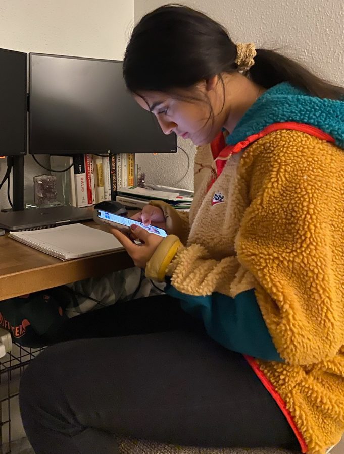 Annette Hernandez is a full IB student who knows she must limit her time on her phone because it can distract her from her studies.